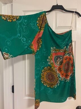 Duo Green Floral Satin Slip Dress / Tunic
